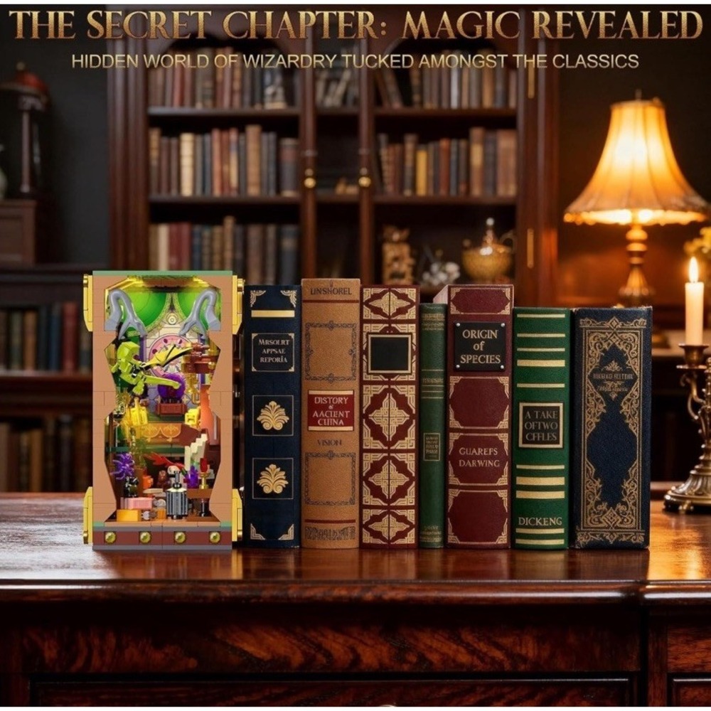 OKKIDY Magic Potion Book Nook Building Set w Light 1033 Pcs DIY Mini Bookend NIB - Picture 2 of 6